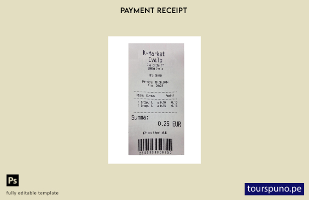 lista para imprimir plantilla de recibo de pago de K Market Ivalo